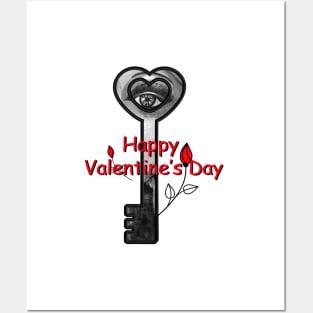 Happy Valentines Day Gift with the Key & Flowers Posters and Art